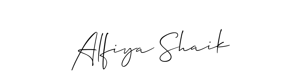 Make a short Alfiya Shaik signature style. Manage your documents anywhere anytime using Allison_Script. Create and add eSignatures, submit forms, share and send files easily. Alfiya Shaik signature style 2 images and pictures png