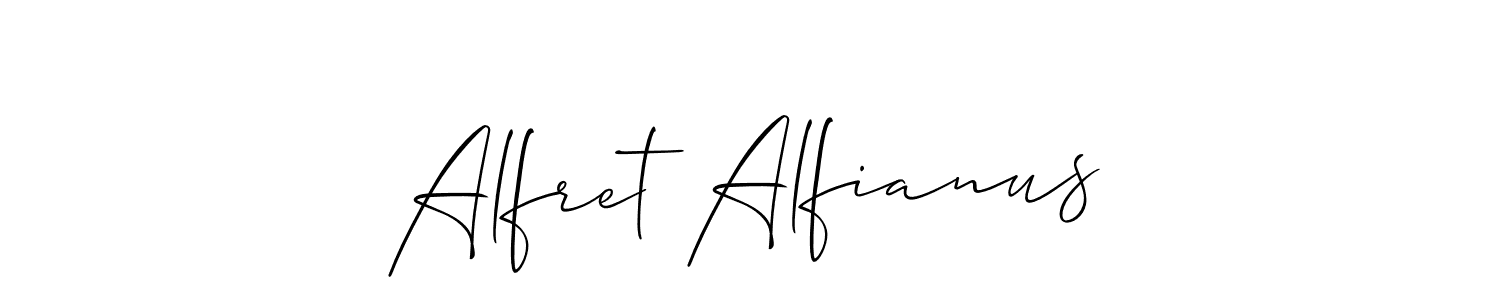 Use a signature maker to create a handwritten signature online. With this signature software, you can design (Allison_Script) your own signature for name Alfret Alfianus. Alfret Alfianus signature style 2 images and pictures png