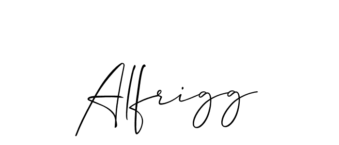 Design your own signature with our free online signature maker. With this signature software, you can create a handwritten (Allison_Script) signature for name Alfrigg. Alfrigg signature style 2 images and pictures png