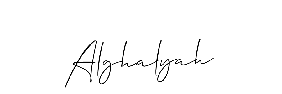 You should practise on your own different ways (Allison_Script) to write your name (Alghalyah) in signature. don't let someone else do it for you. Alghalyah signature style 2 images and pictures png