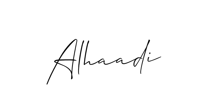 How to make Alhaadi name signature. Use Allison_Script style for creating short signs online. This is the latest handwritten sign. Alhaadi signature style 2 images and pictures png