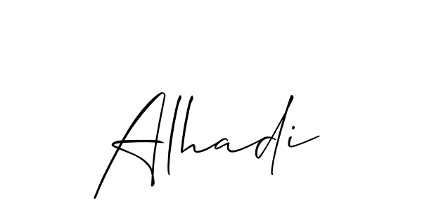 How to make Alhadi name signature. Use Allison_Script style for creating short signs online. This is the latest handwritten sign. Alhadi signature style 2 images and pictures png