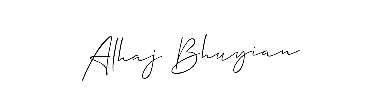 You should practise on your own different ways (Allison_Script) to write your name (Alhaj Bhuyian) in signature. don't let someone else do it for you. Alhaj Bhuyian signature style 2 images and pictures png