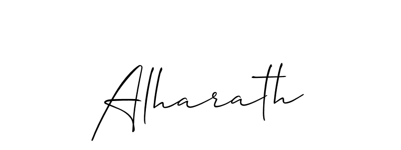 You can use this online signature creator to create a handwritten signature for the name Alharath. This is the best online autograph maker. Alharath signature style 2 images and pictures png