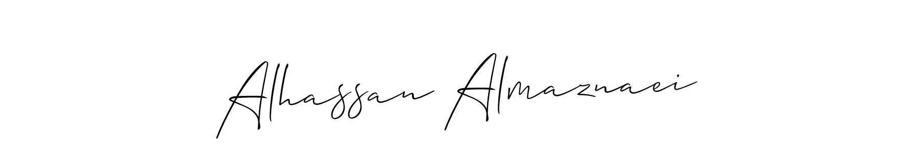 Create a beautiful signature design for name Alhassan Almaznaei. With this signature (Allison_Script) fonts, you can make a handwritten signature for free. Alhassan Almaznaei signature style 2 images and pictures png