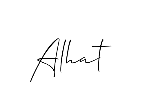 if you are searching for the best signature style for your name Alhat. so please give up your signature search. here we have designed multiple signature styles  using Allison_Script. Alhat signature style 2 images and pictures png