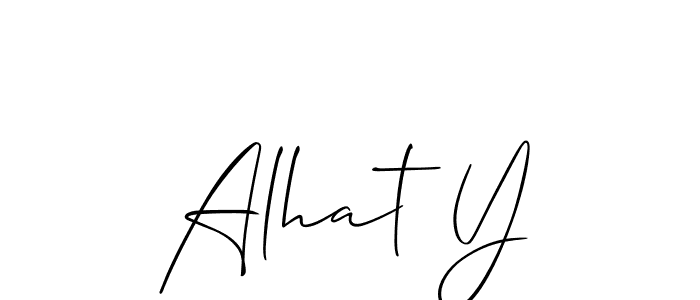 You should practise on your own different ways (Allison_Script) to write your name (Alhat Y) in signature. don't let someone else do it for you. Alhat Y signature style 2 images and pictures png