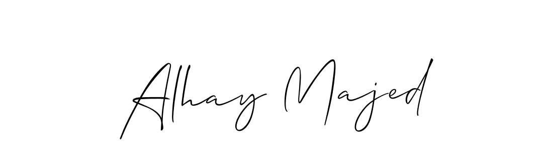 The best way (Allison_Script) to make a short signature is to pick only two or three words in your name. The name Alhay Majed include a total of six letters. For converting this name. Alhay Majed signature style 2 images and pictures png