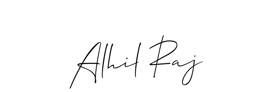 Use a signature maker to create a handwritten signature online. With this signature software, you can design (Allison_Script) your own signature for name Alhil Raj. Alhil Raj signature style 2 images and pictures png