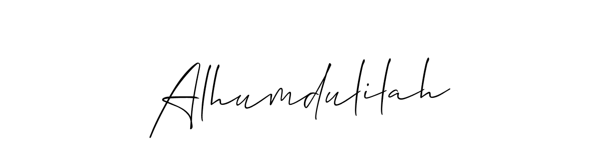 if you are searching for the best signature style for your name Alhumdulilah. so please give up your signature search. here we have designed multiple signature styles  using Allison_Script. Alhumdulilah signature style 2 images and pictures png