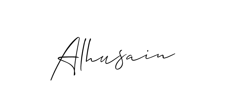 The best way (Allison_Script) to make a short signature is to pick only two or three words in your name. The name Alhusain include a total of six letters. For converting this name. Alhusain signature style 2 images and pictures png