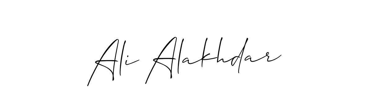 Create a beautiful signature design for name Ali Alakhdar. With this signature (Allison_Script) fonts, you can make a handwritten signature for free. Ali Alakhdar signature style 2 images and pictures png