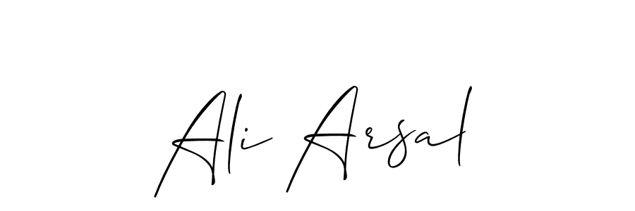 How to make Ali Arsal name signature. Use Allison_Script style for creating short signs online. This is the latest handwritten sign. Ali Arsal signature style 2 images and pictures png