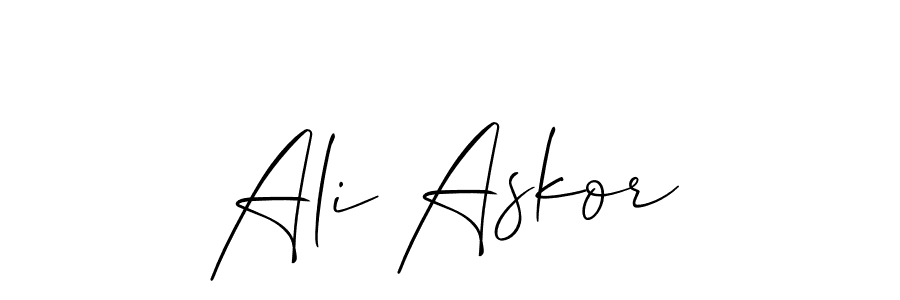 You should practise on your own different ways (Allison_Script) to write your name (Ali Askor) in signature. don't let someone else do it for you. Ali Askor signature style 2 images and pictures png