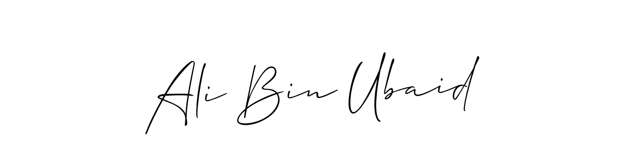 Also we have Ali Bin Ubaid name is the best signature style. Create professional handwritten signature collection using Allison_Script autograph style. Ali Bin Ubaid signature style 2 images and pictures png