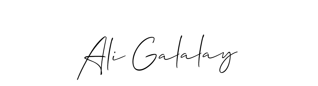 You should practise on your own different ways (Allison_Script) to write your name (Ali Galalay) in signature. don't let someone else do it for you. Ali Galalay signature style 2 images and pictures png