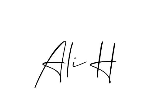 You should practise on your own different ways (Allison_Script) to write your name (Ali H) in signature. don't let someone else do it for you. Ali H signature style 2 images and pictures png