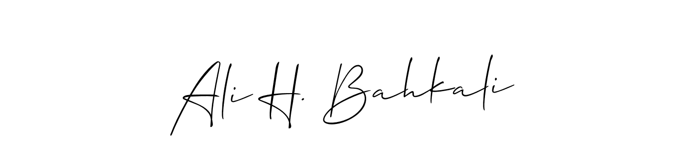 You should practise on your own different ways (Allison_Script) to write your name (Ali H. Bahkali) in signature. don't let someone else do it for you. Ali H. Bahkali signature style 2 images and pictures png