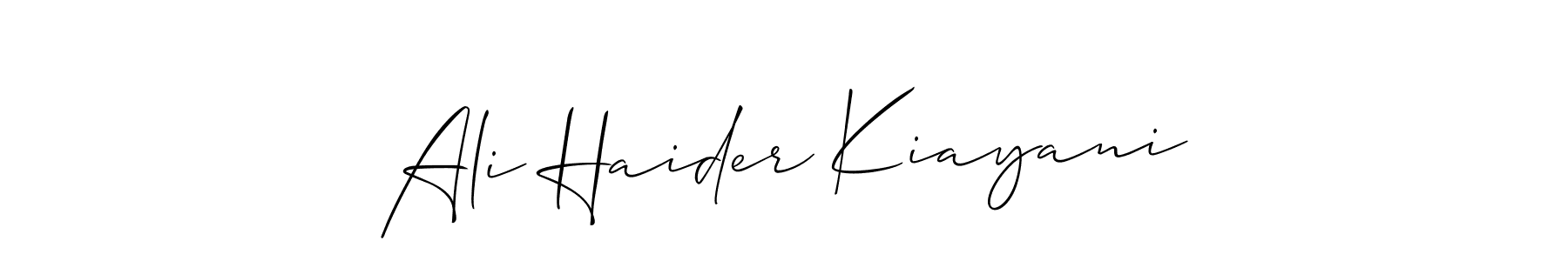 Create a beautiful signature design for name Ali Haider Kiayani. With this signature (Allison_Script) fonts, you can make a handwritten signature for free. Ali Haider Kiayani signature style 2 images and pictures png