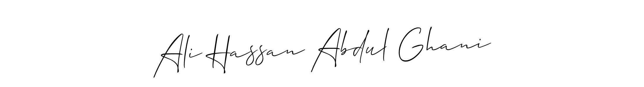 How to make Ali Hassan Abdul Ghani name signature. Use Allison_Script style for creating short signs online. This is the latest handwritten sign. Ali Hassan Abdul Ghani signature style 2 images and pictures png