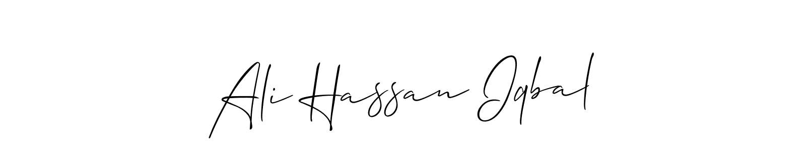 This is the best signature style for the Ali Hassan Iqbal name. Also you like these signature font (Allison_Script). Mix name signature. Ali Hassan Iqbal signature style 2 images and pictures png
