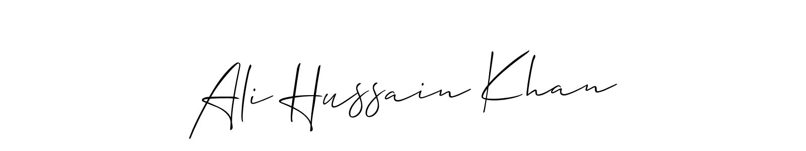 if you are searching for the best signature style for your name Ali Hussain Khan. so please give up your signature search. here we have designed multiple signature styles  using Allison_Script. Ali Hussain Khan signature style 2 images and pictures png