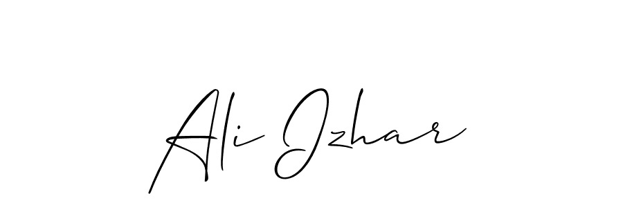 Use a signature maker to create a handwritten signature online. With this signature software, you can design (Allison_Script) your own signature for name Ali Izhar. Ali Izhar signature style 2 images and pictures png