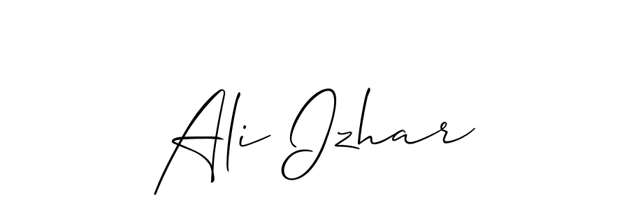 Use a signature maker to create a handwritten signature online. With this signature software, you can design (Allison_Script) your own signature for name Ali Izhar. Ali Izhar signature style 2 images and pictures png