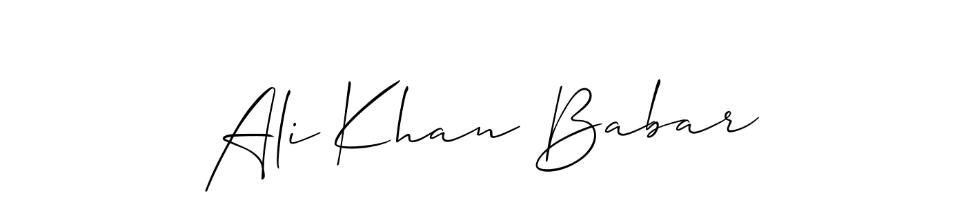 Allison_Script is a professional signature style that is perfect for those who want to add a touch of class to their signature. It is also a great choice for those who want to make their signature more unique. Get Ali Khan Babar name to fancy signature for free. Ali Khan Babar signature style 2 images and pictures png