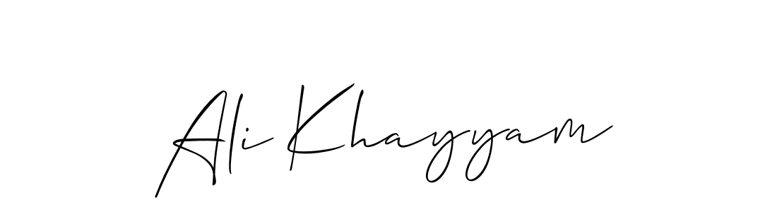 The best way (Allison_Script) to make a short signature is to pick only two or three words in your name. The name Ali Khayyam include a total of six letters. For converting this name. Ali Khayyam signature style 2 images and pictures png