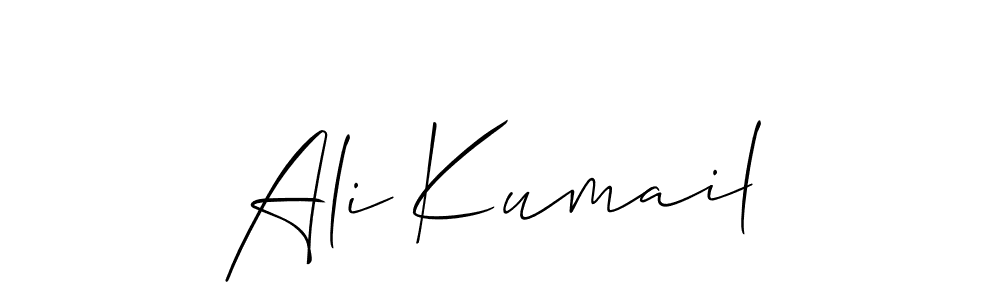 The best way (Allison_Script) to make a short signature is to pick only two or three words in your name. The name Ali Kumail include a total of six letters. For converting this name. Ali Kumail signature style 2 images and pictures png