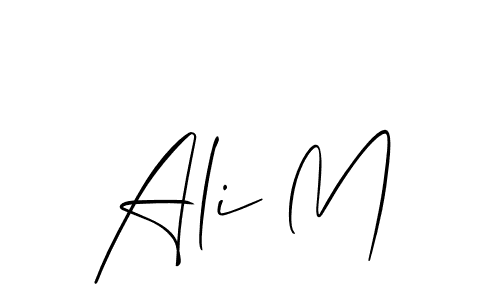 You should practise on your own different ways (Allison_Script) to write your name (Ali M) in signature. don't let someone else do it for you. Ali M signature style 2 images and pictures png