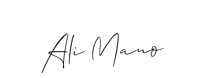 You should practise on your own different ways (Allison_Script) to write your name (Ali Mano) in signature. don't let someone else do it for you. Ali Mano signature style 2 images and pictures png