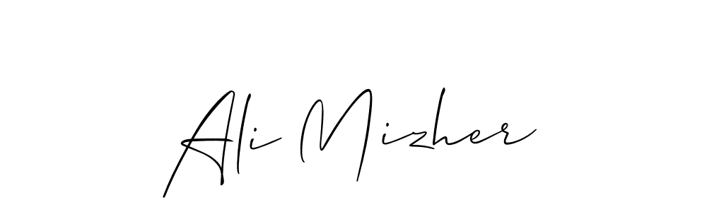 Also You can easily find your signature by using the search form. We will create Ali Mizher name handwritten signature images for you free of cost using Allison_Script sign style. Ali Mizher signature style 2 images and pictures png