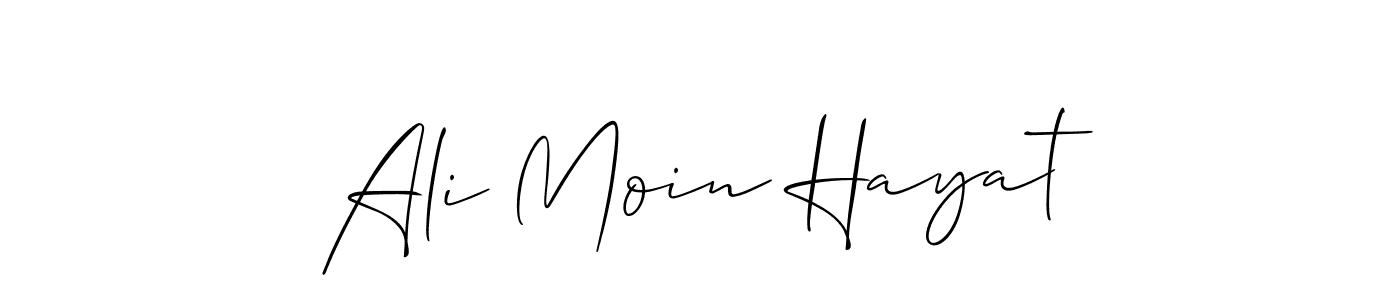 You should practise on your own different ways (Allison_Script) to write your name (Ali Moin Hayat) in signature. don't let someone else do it for you. Ali Moin Hayat signature style 2 images and pictures png
