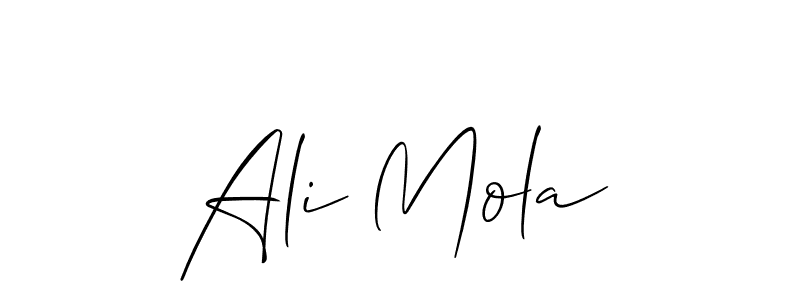 You should practise on your own different ways (Allison_Script) to write your name (Ali Mola) in signature. don't let someone else do it for you. Ali Mola signature style 2 images and pictures png