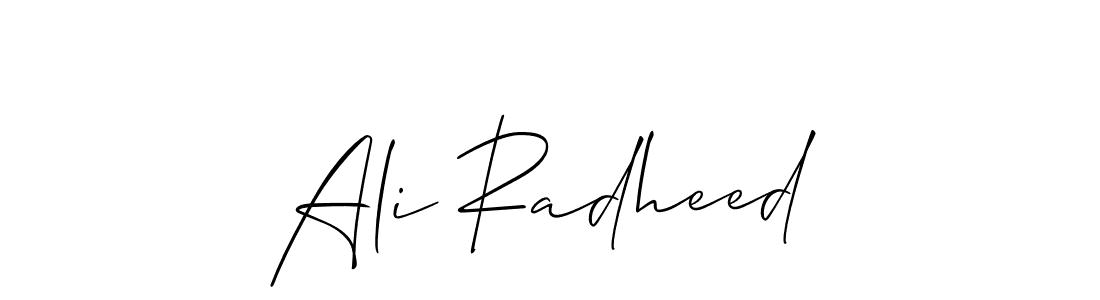 Design your own signature with our free online signature maker. With this signature software, you can create a handwritten (Allison_Script) signature for name Ali Radheed. Ali Radheed signature style 2 images and pictures png