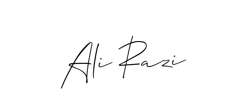 The best way (Allison_Script) to make a short signature is to pick only two or three words in your name. The name Ali Razi include a total of six letters. For converting this name. Ali Razi signature style 2 images and pictures png
