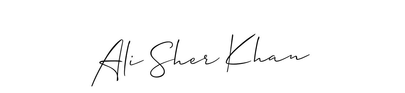 Make a beautiful signature design for name Ali Sher Khan. With this signature (Allison_Script) style, you can create a handwritten signature for free. Ali Sher Khan signature style 2 images and pictures png