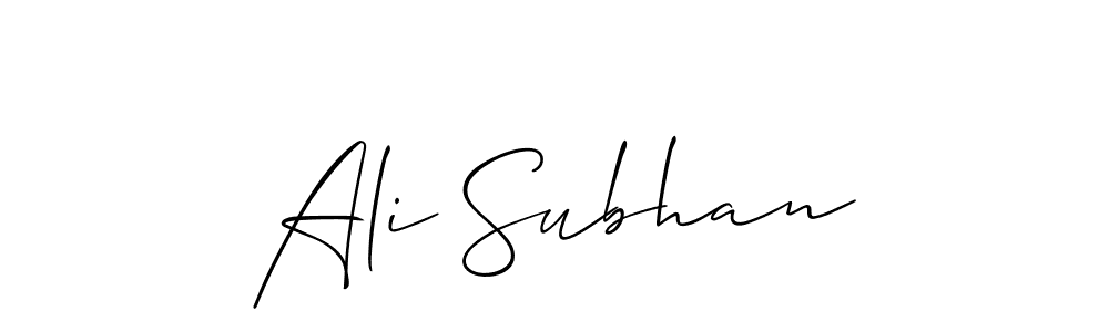 Also You can easily find your signature by using the search form. We will create Ali Subhan name handwritten signature images for you free of cost using Allison_Script sign style. Ali Subhan signature style 2 images and pictures png