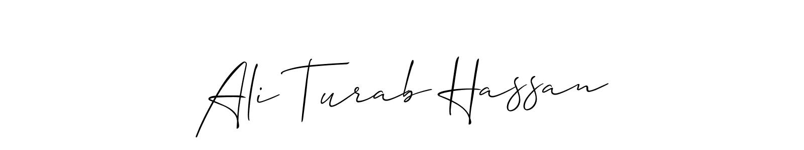 if you are searching for the best signature style for your name Ali Turab Hassan. so please give up your signature search. here we have designed multiple signature styles  using Allison_Script. Ali Turab Hassan signature style 2 images and pictures png