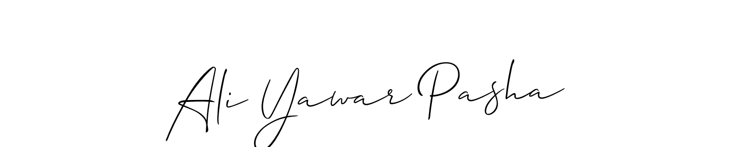 Create a beautiful signature design for name Ali Yawar Pasha. With this signature (Allison_Script) fonts, you can make a handwritten signature for free. Ali Yawar Pasha signature style 2 images and pictures png