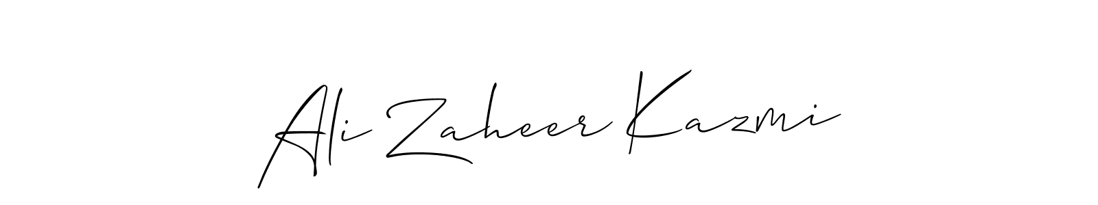 Allison_Script is a professional signature style that is perfect for those who want to add a touch of class to their signature. It is also a great choice for those who want to make their signature more unique. Get Ali Zaheer Kazmi name to fancy signature for free. Ali Zaheer Kazmi signature style 2 images and pictures png