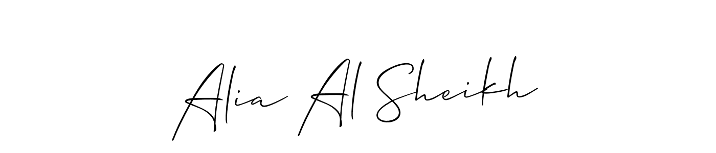 It looks lik you need a new signature style for name Alia Al Sheikh. Design unique handwritten (Allison_Script) signature with our free signature maker in just a few clicks. Alia Al Sheikh signature style 2 images and pictures png