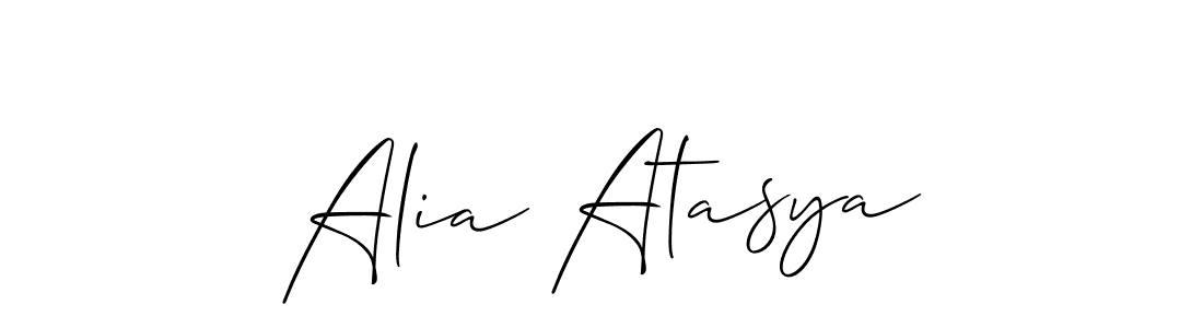 It looks lik you need a new signature style for name Alia Atasya. Design unique handwritten (Allison_Script) signature with our free signature maker in just a few clicks. Alia Atasya signature style 2 images and pictures png