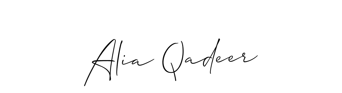 The best way (Allison_Script) to make a short signature is to pick only two or three words in your name. The name Alia Qadeer include a total of six letters. For converting this name. Alia Qadeer signature style 2 images and pictures png