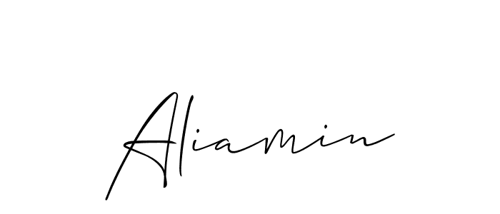 The best way (Allison_Script) to make a short signature is to pick only two or three words in your name. The name Aliamin include a total of six letters. For converting this name. Aliamin signature style 2 images and pictures png