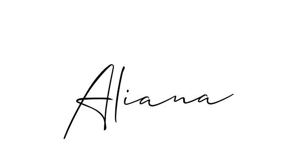 Use a signature maker to create a handwritten signature online. With this signature software, you can design (Allison_Script) your own signature for name Aliana. Aliana signature style 2 images and pictures png