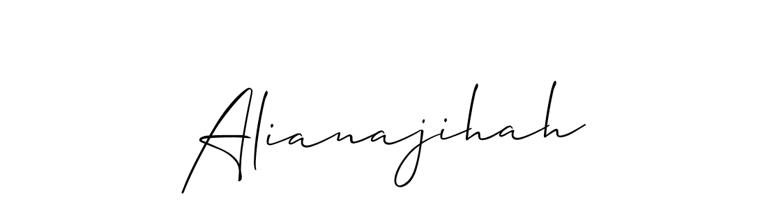 The best way (Allison_Script) to make a short signature is to pick only two or three words in your name. The name Alianajihah include a total of six letters. For converting this name. Alianajihah signature style 2 images and pictures png