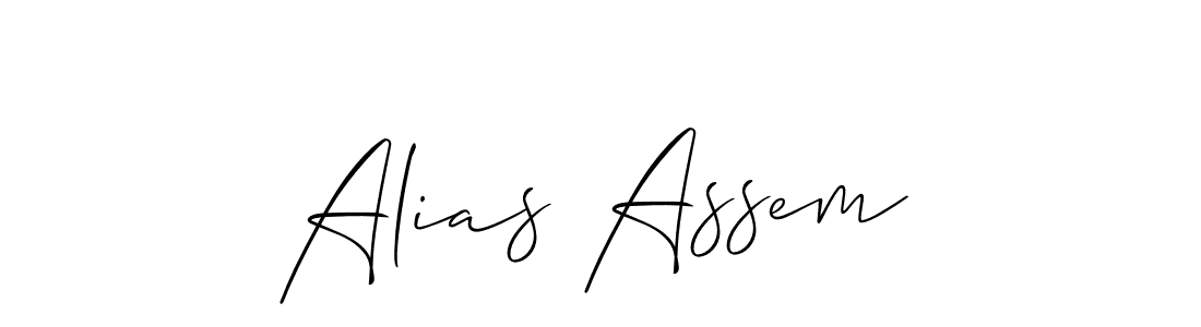 The best way (Allison_Script) to make a short signature is to pick only two or three words in your name. The name Alias Assem include a total of six letters. For converting this name. Alias Assem signature style 2 images and pictures png